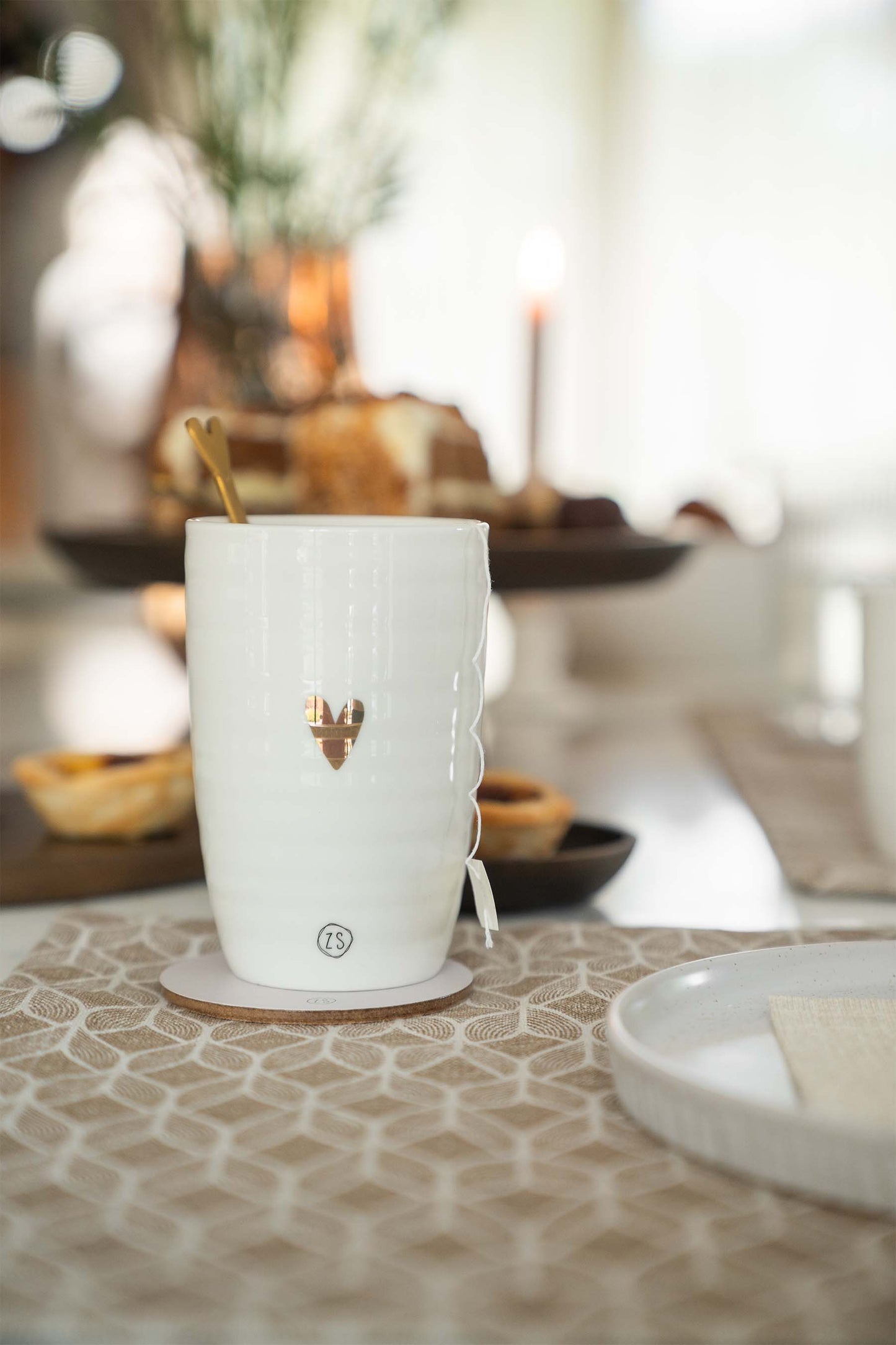 Lattemok Hartje-wit/goud