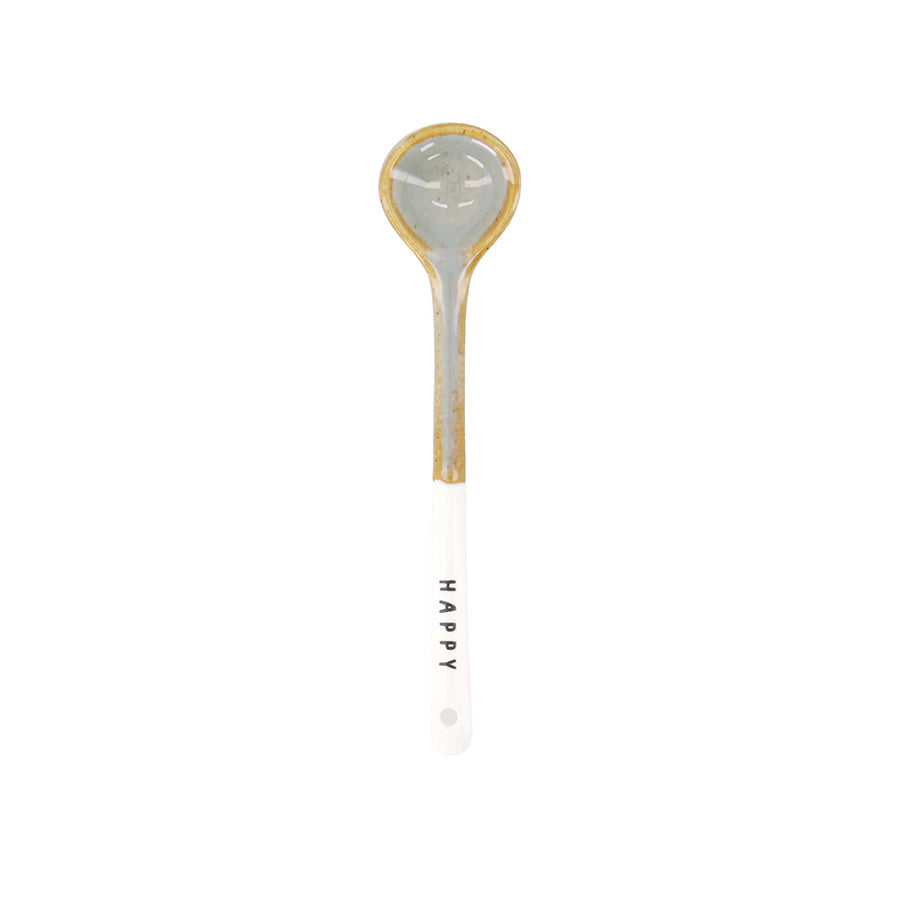 Lepeltje Keramiek Duocolor 'Happy'-wit/ash blue