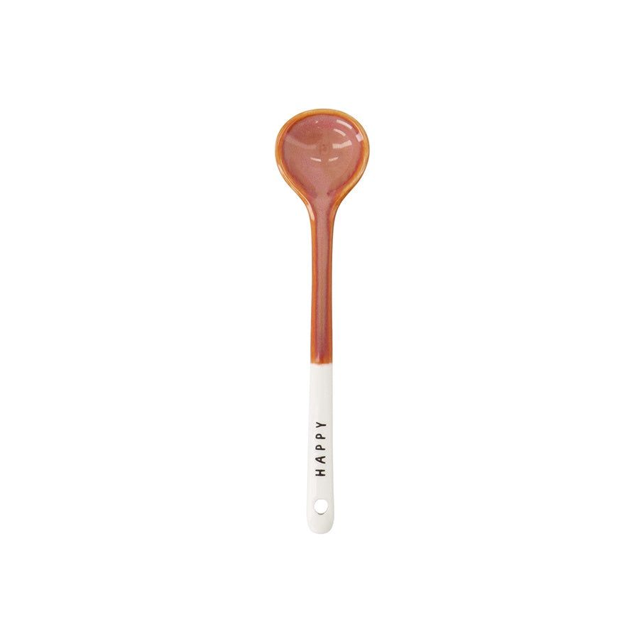Lepeltje Keramiek Duocolor 'Happy'-wit/burgundy