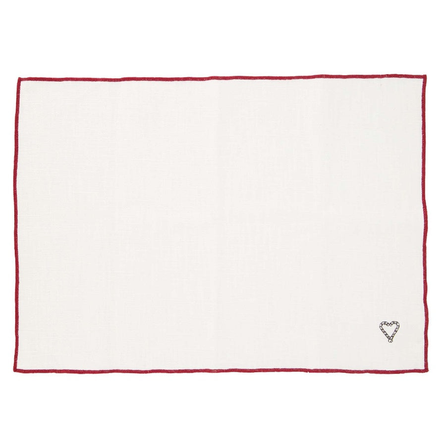 Placemat Hart-off white/rood