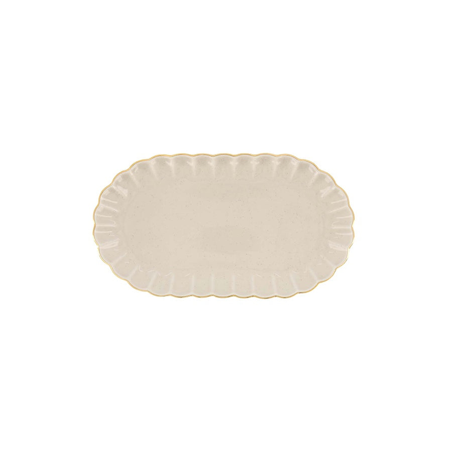 Serveerschaal Golvend 20x11,5 cm-beige/goud