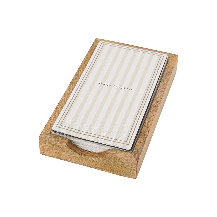 Servethouder Hout Rechthoek 11x20cm-sand