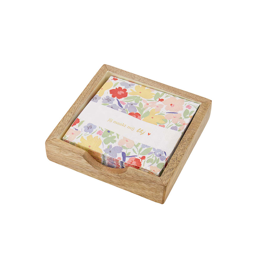 Servethouder Hout Vierkant 15x15cm-sand