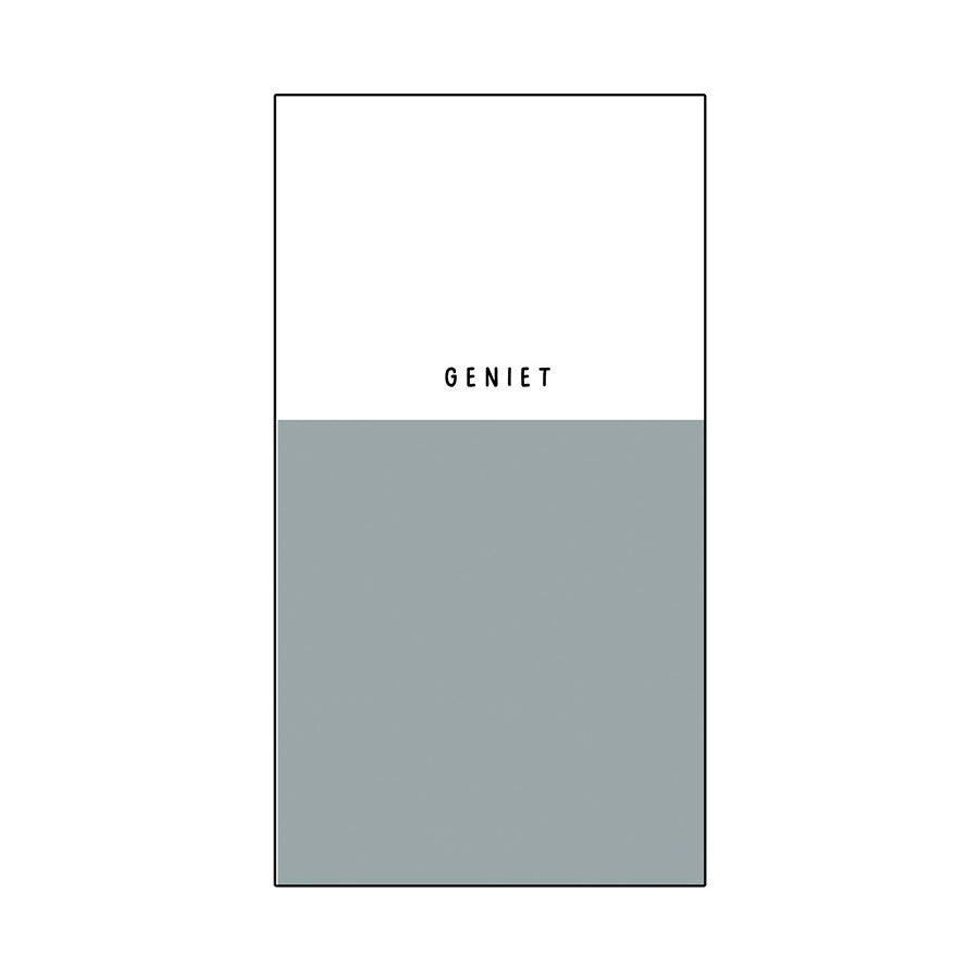 Servetten rechthoek Duocolor 'Geniet' 10x20cm-wit/grijsblauw