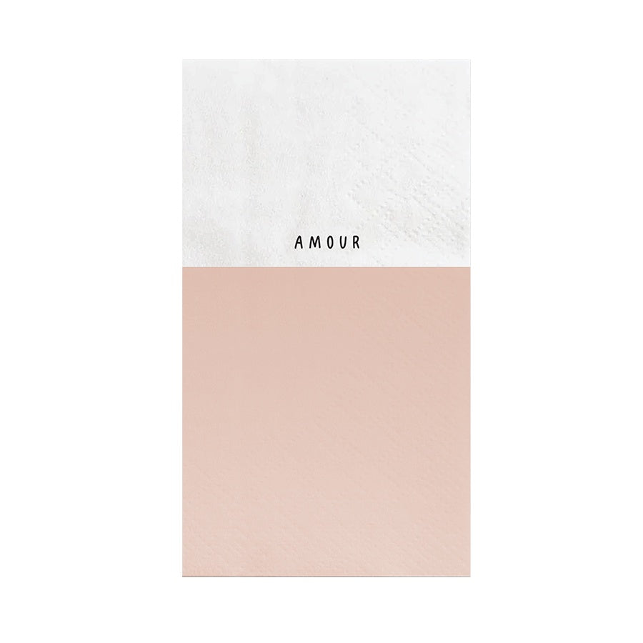 Servetten rechthoek 'Amour' 11x20cm-wit/roze