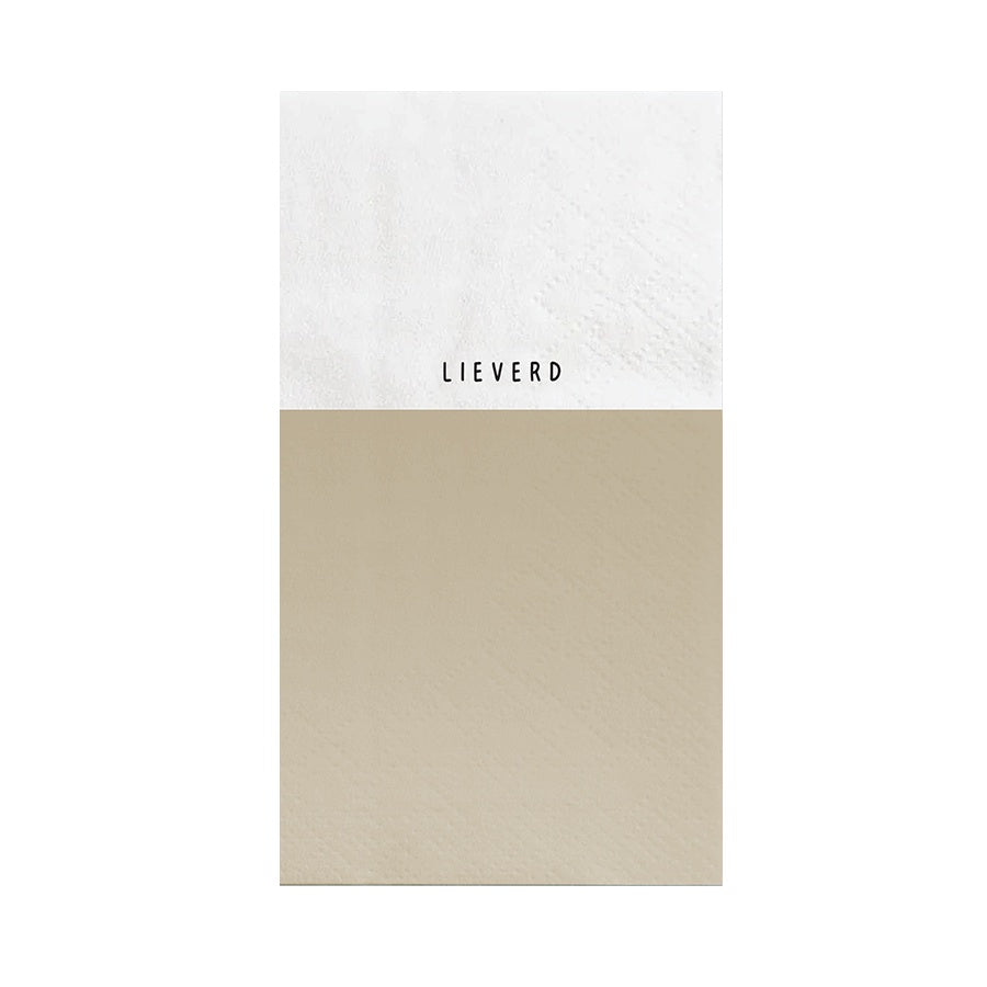 Servetten rechthoek 'Lieverd' 11x20cm-wit/zand