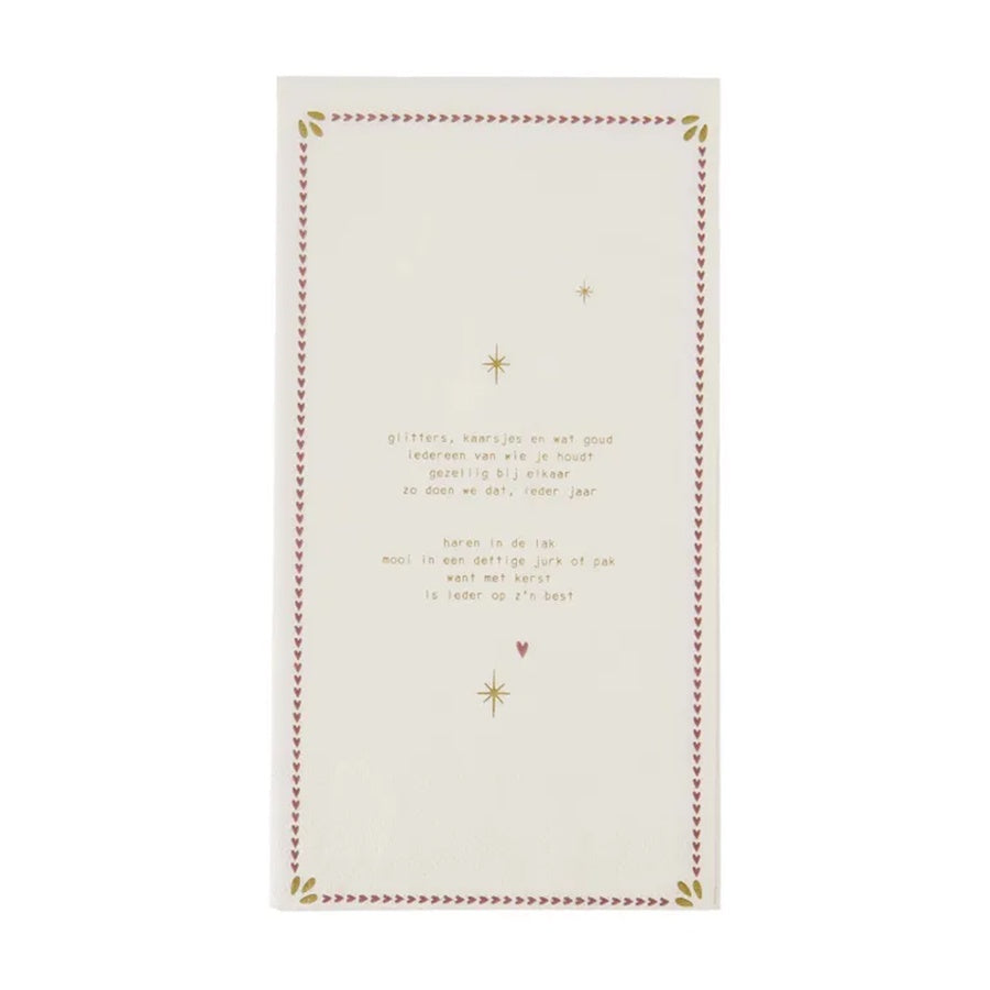 Servetten rechthoek Gedicht/Mistletoe 11x20cm-wit