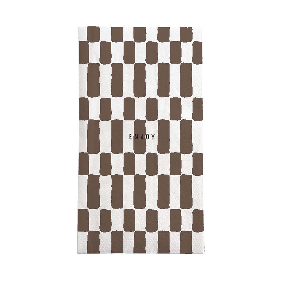 Servetten Rechthoek 'Enjoy' 11x20cm-wit/bruin