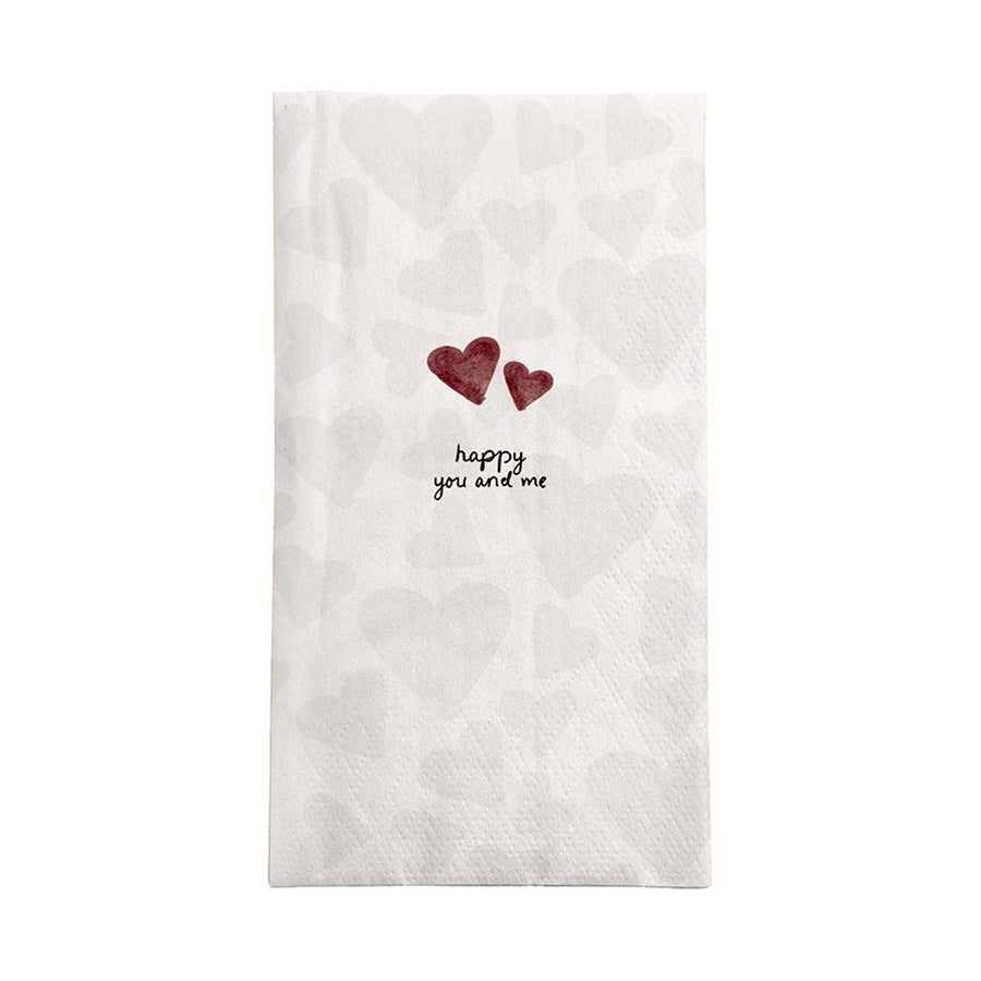Servetten Rechthoek 'Happy you and me' 11x2cm-wit/zwart/rood
