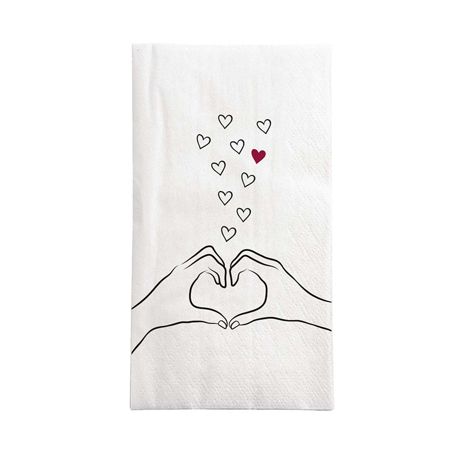 Servetten Rechthoek Hartjes 11x20cm-wit/zwart/port