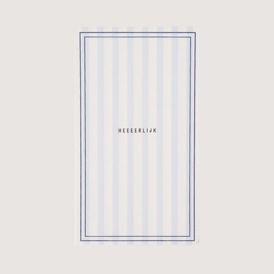 Servetten rechthoek 'Heeeerlijk' Streep-wit/blauw