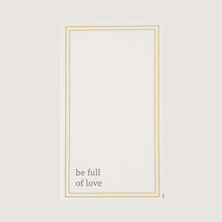 Servetten rechthoek 'Be full of love'-wit/oker