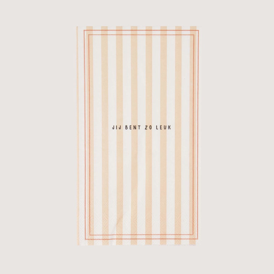 Servetten rechthoek 'Jij bent zo leuk' Streep-wit/roze