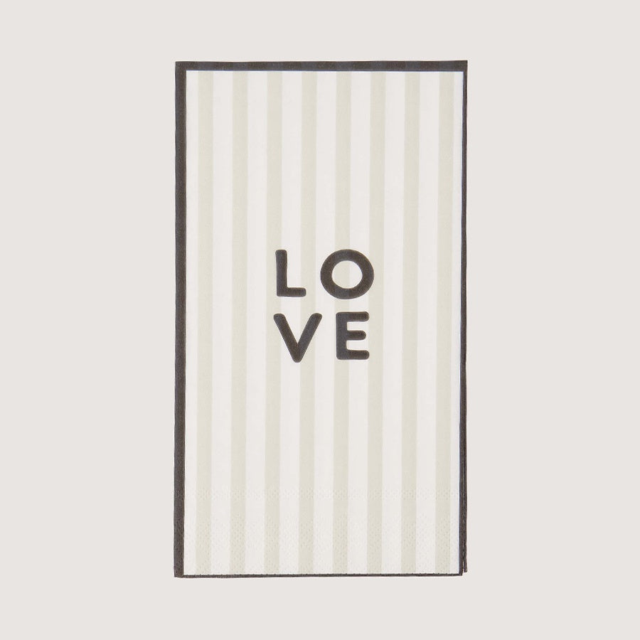 Servetten rechthoek 'Love' Streep-wit/zand