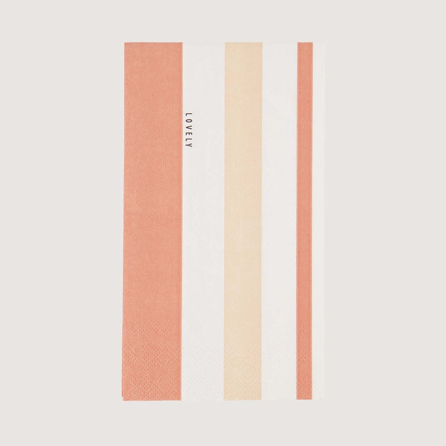 Servetten rechthoek 'Lovely' Streep-wit/roze