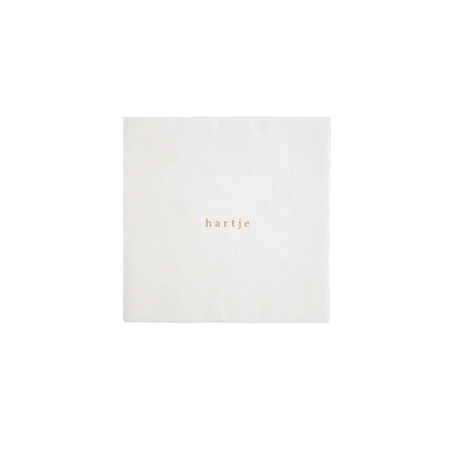 Servetten Vierkant 'Hartje' 12,5x12,5cm-wit/goud