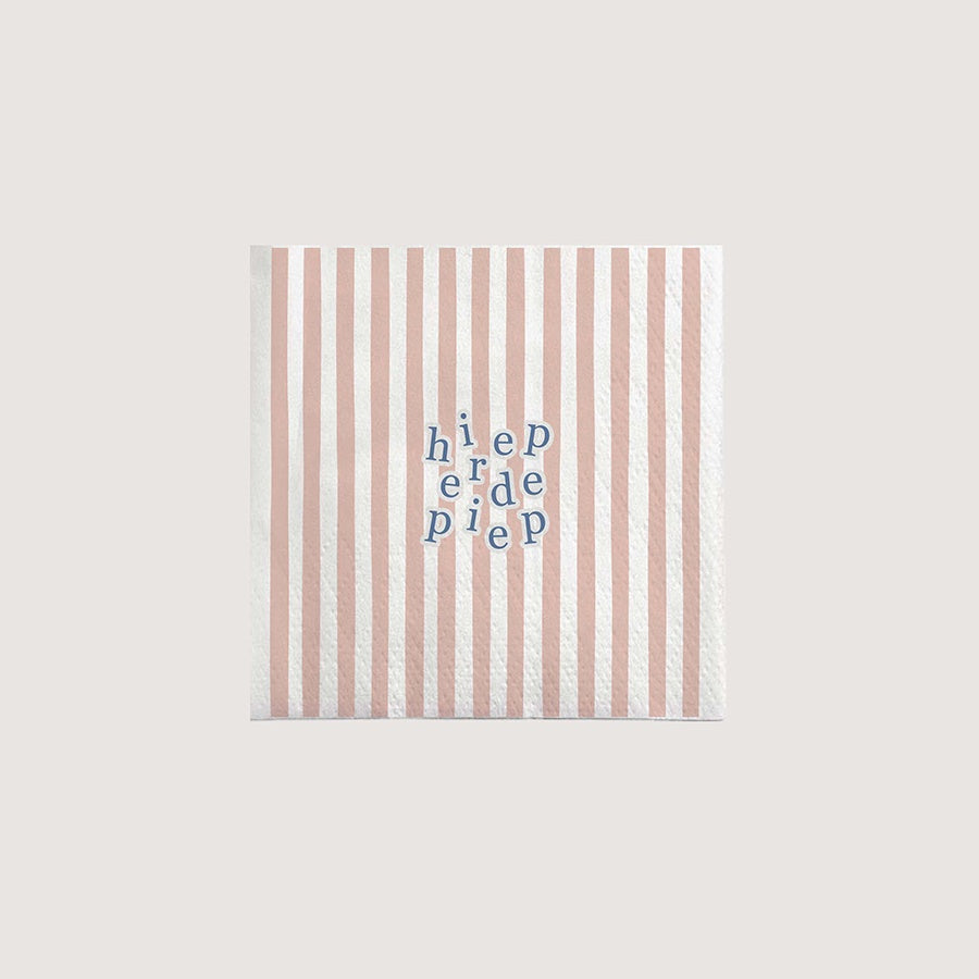 Servetten vierkant 'Hieperdepiep' Streep-wit/roze