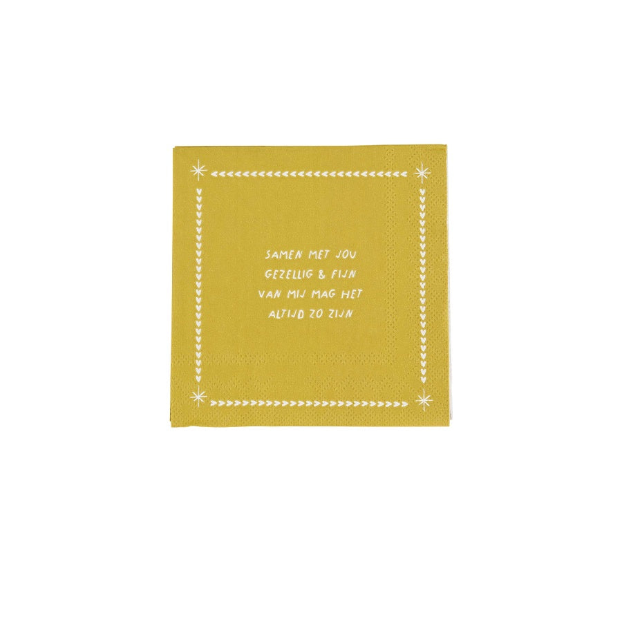Servetten vierkant 'Samen met jou' 12,5x12,5cm-wit/goud