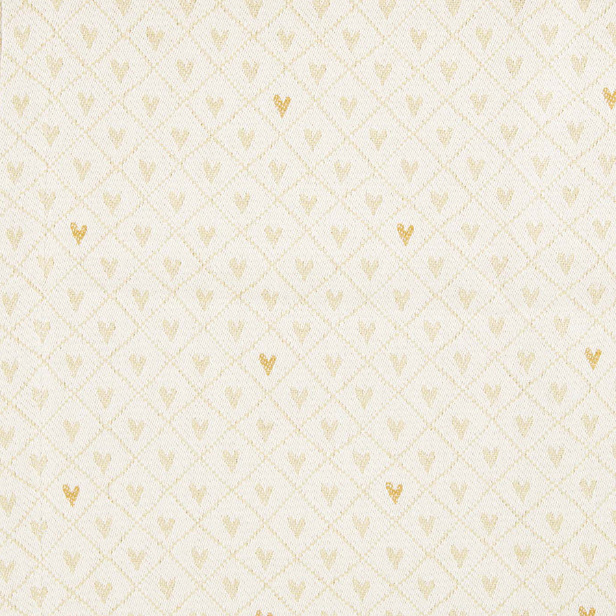 Tafelloper Hartjes lang 300x49cm-wit/zand/goud