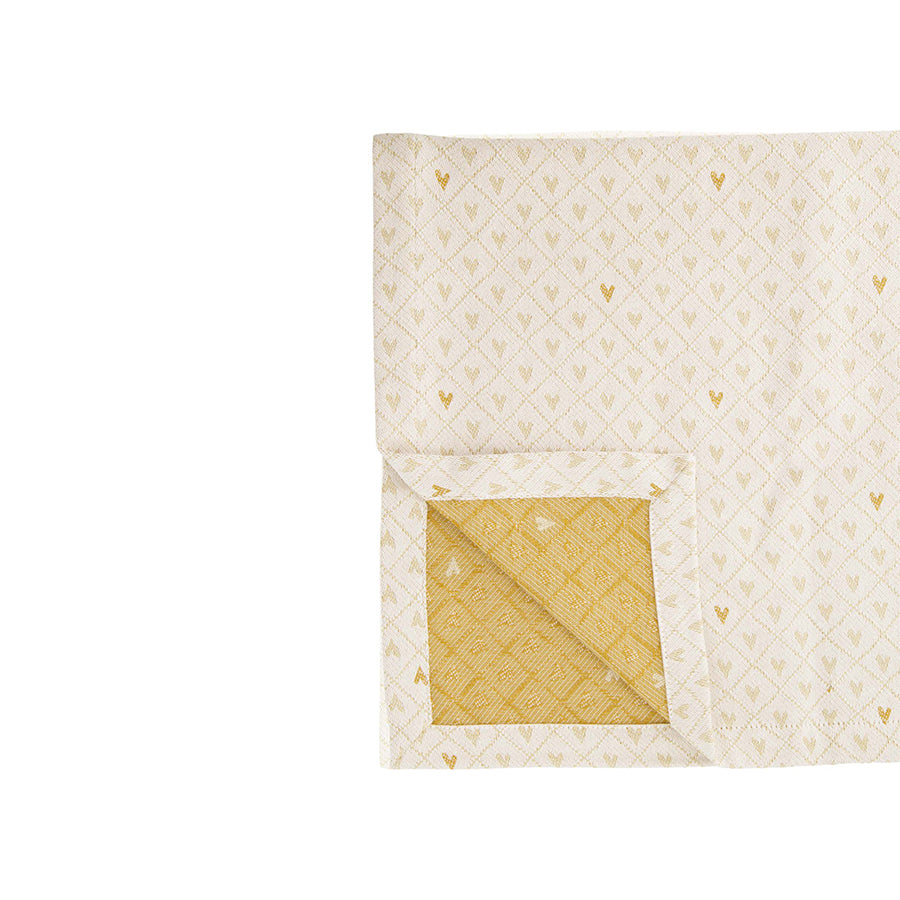 
                      
                        Tafelloper Hartjes kort 145x49cm-wit/zand/goud
                      
                    