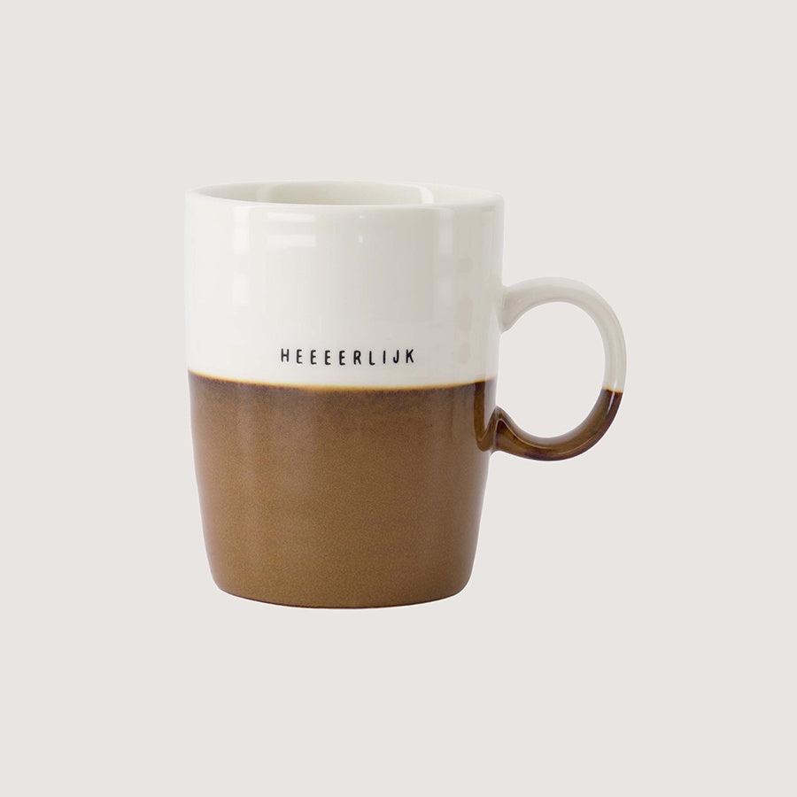 Theemok Duocolor 'Heeeerlijk'-wit/bruin