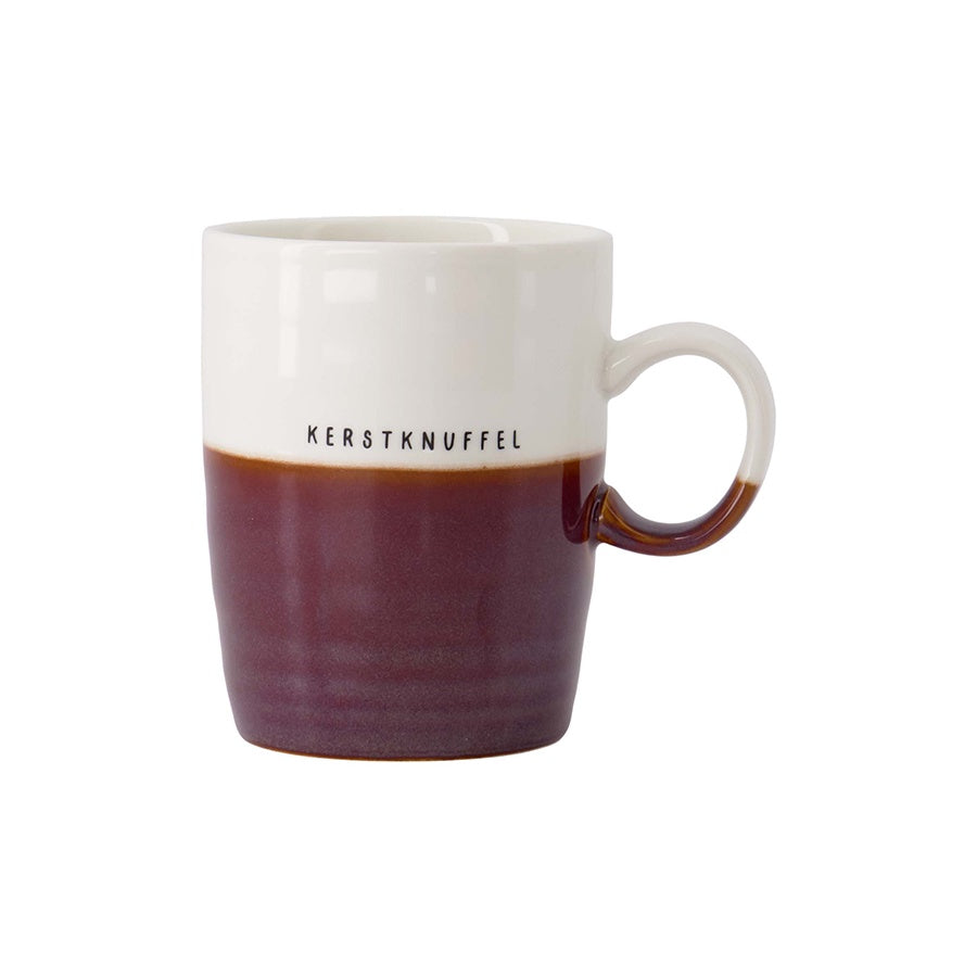 Theemok Duocolor 'Kerstknuffel'-wit/donkerrood