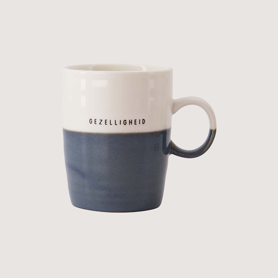 Theemok Duocolor 'Gezelligheid'-wit/blauw