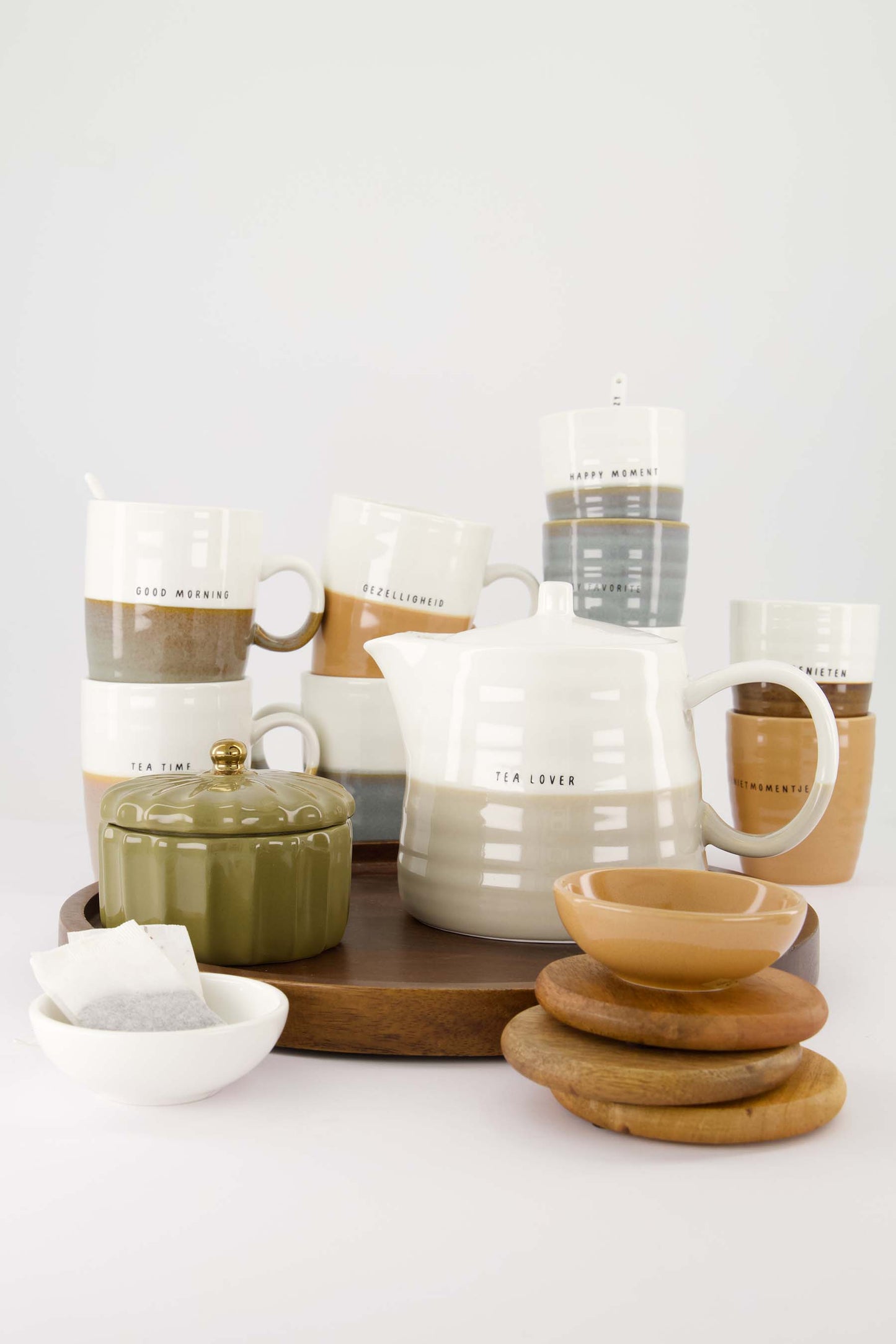 Theemok Duocolor 'Tea Time'-wit/dark sand