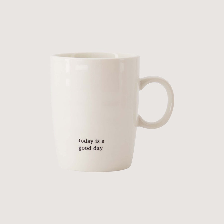 Theemok 'Today is a good day'-wit/zwart