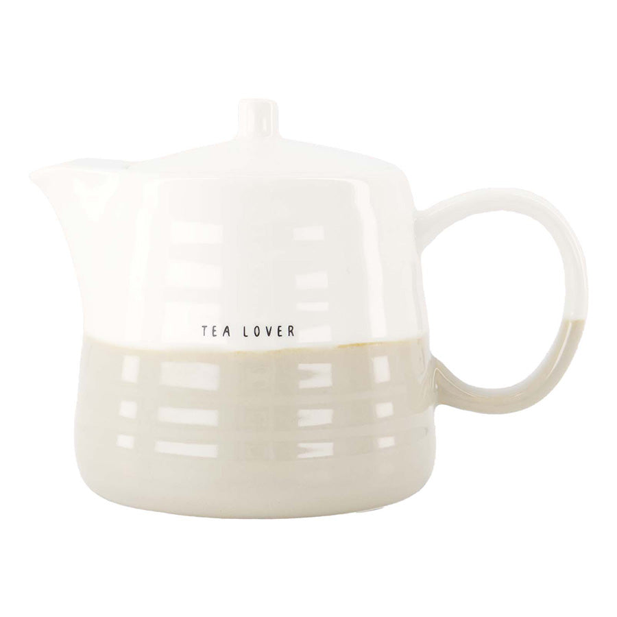 Theepot Duocolor 'Tea Lover'-wit/sand