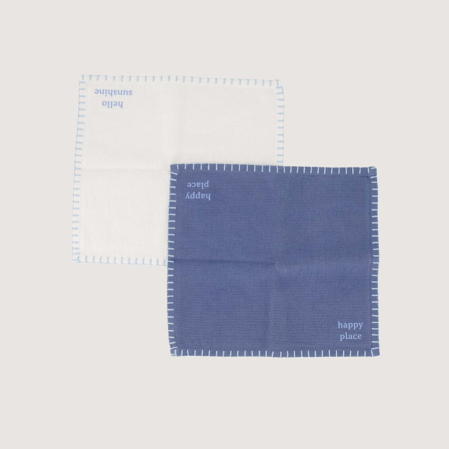 Vaatdoekenset 'Hello Sunshine-Happy Place'-zand/grijsblauw
