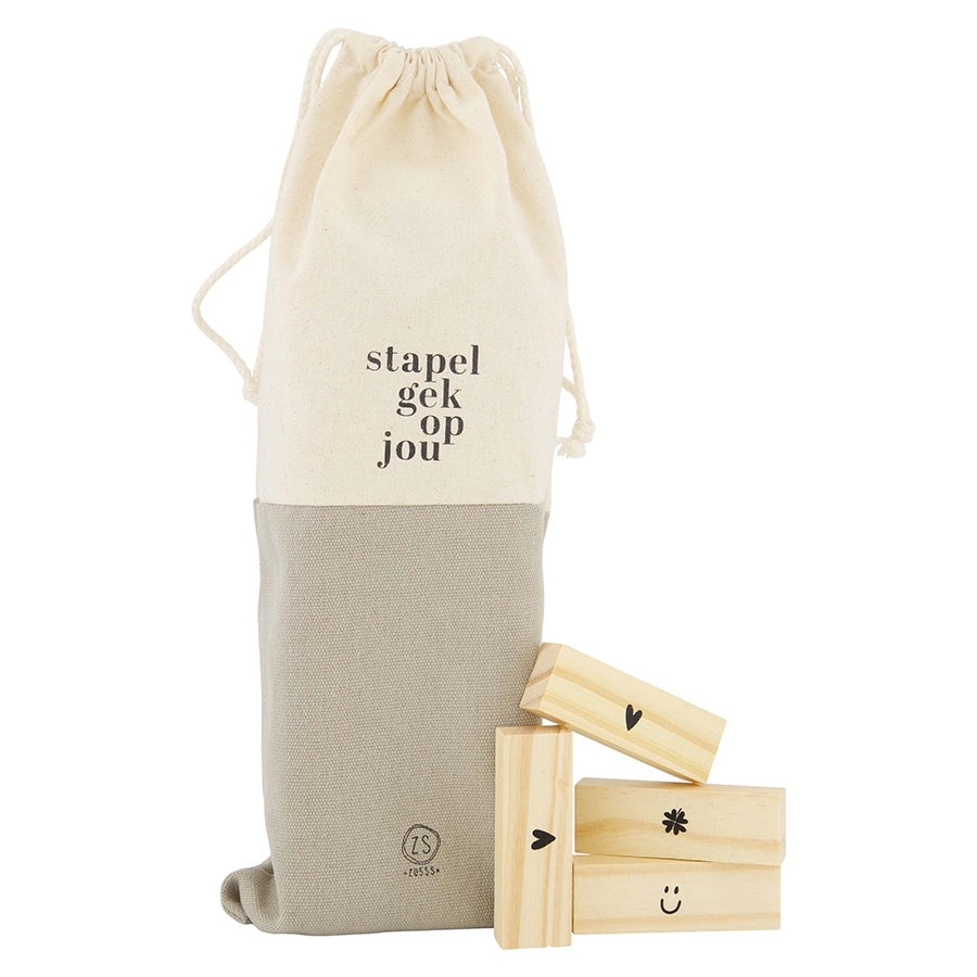 Gezelschapspelletje Jenga 'Stapelgek op jou' Hout-naturel