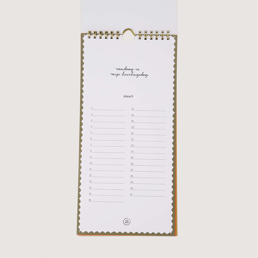 Verjaardagskalender Lievelingsdag-linnen