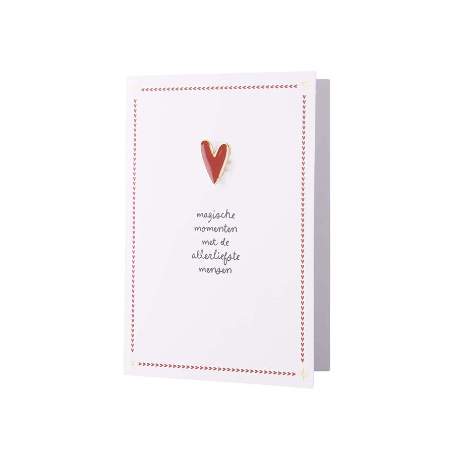 Broche 'Magische Momenten' op wenskaart-wit