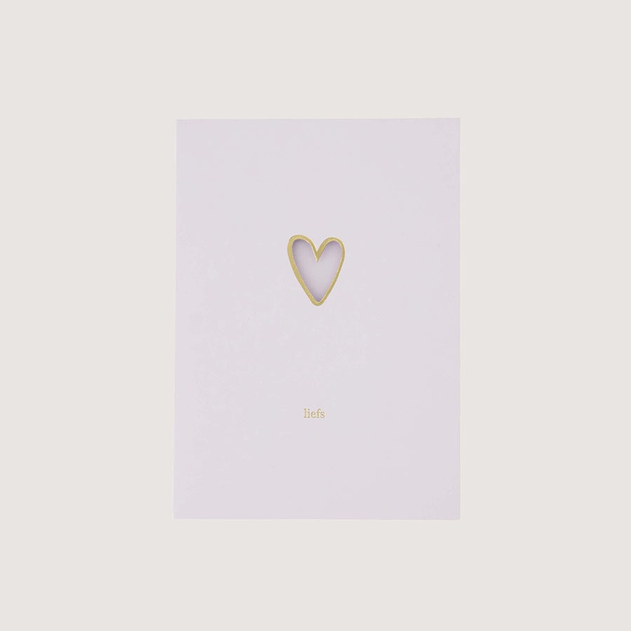 Wenskaart 'Liefs' Hart-wit/oker