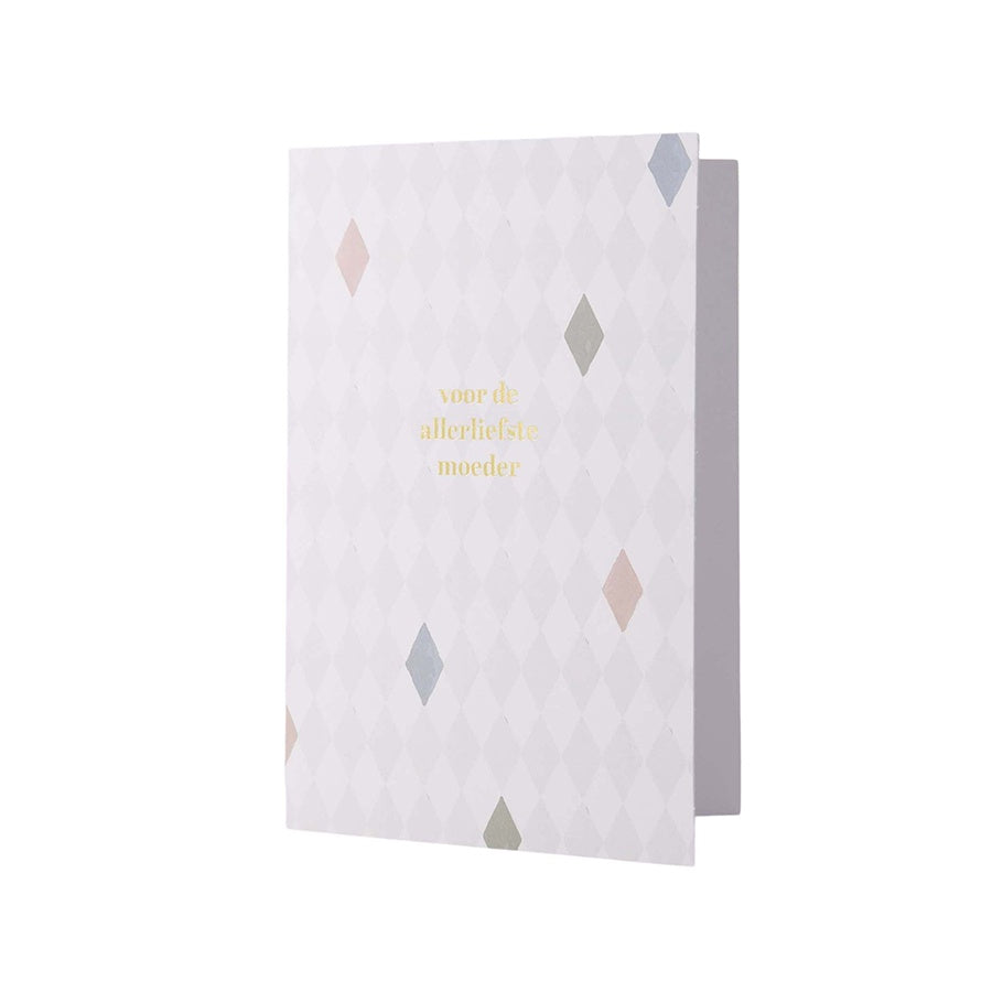 Wenskaart 'Voor de allerliefste moeder-wit/goud