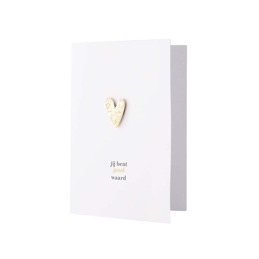 Wenskaart Magneet Hartje 'Jij bent goud waard'-wit/goud