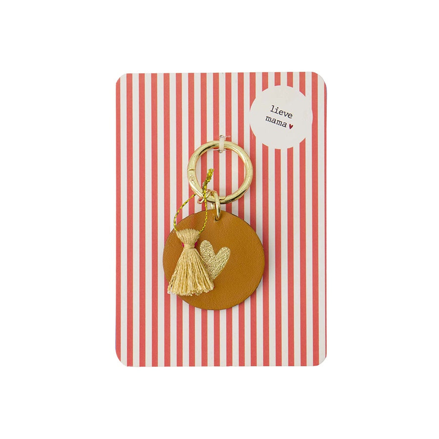 Sleutelhanger 'Lieve Mama' op wenskaart-camel