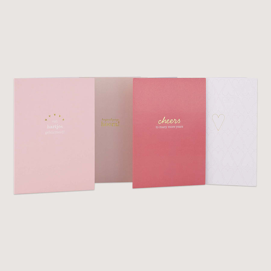 Wenskaarten Verjaardag set van 4-multi
